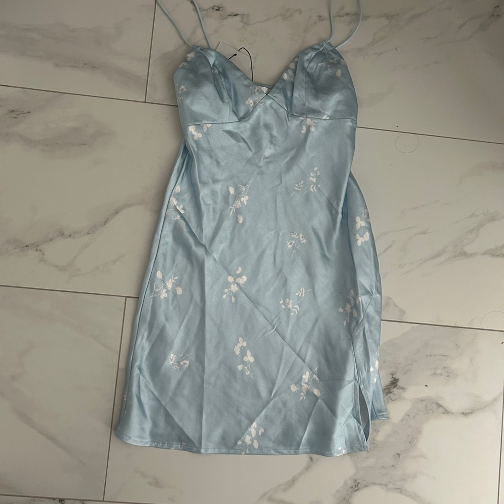Princess Polly Sky Blue Floral Mini Dress